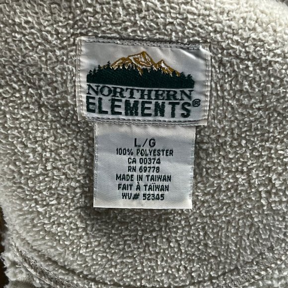 Northern Elements Shoe Prints Vintage Beige Large Fleece Jacket - Picture 3 of 7